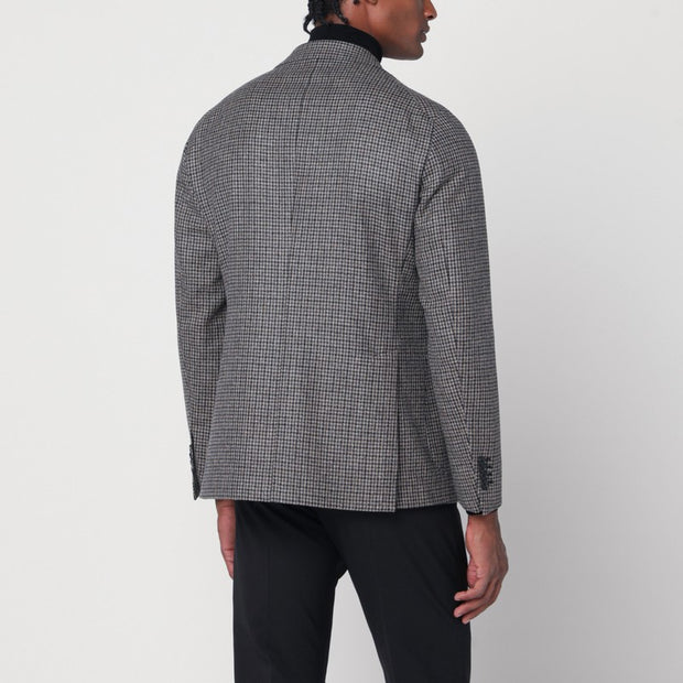Tagliatore Beige/grey Houndstooth Double-breasted Jacket