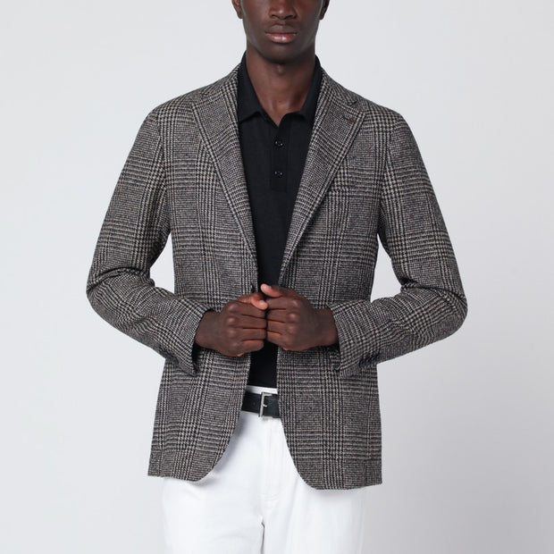Tagliatore Brown Jacket In Prince Of Wales Check