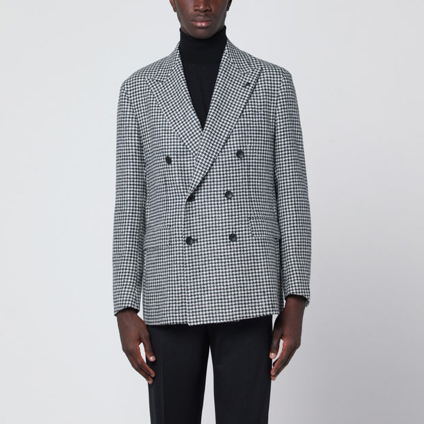 Tagliatore Black/white Houndstooth Double-breasted Jacket