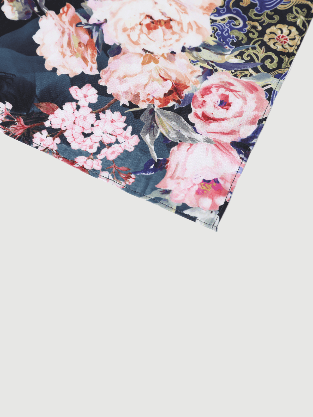 Ulivary Garden Crane Charmeuse Floral Square Scarf