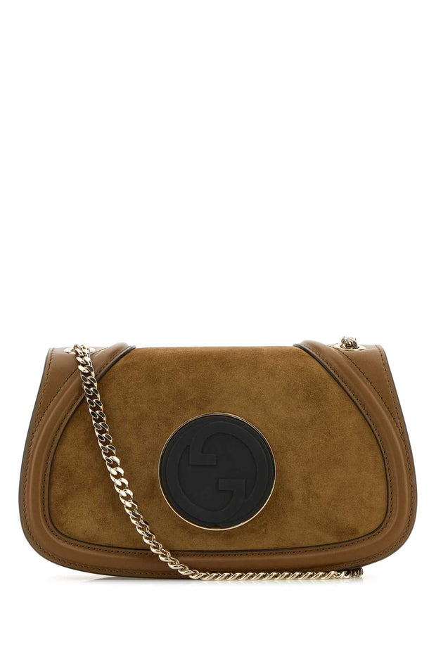 Gucci Women Caramel Suede And Leather Gucci Blondie Shoulder Bag