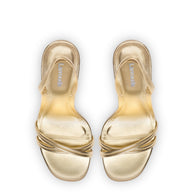 Larroude Annie Sandal In Gold Metallic Leather