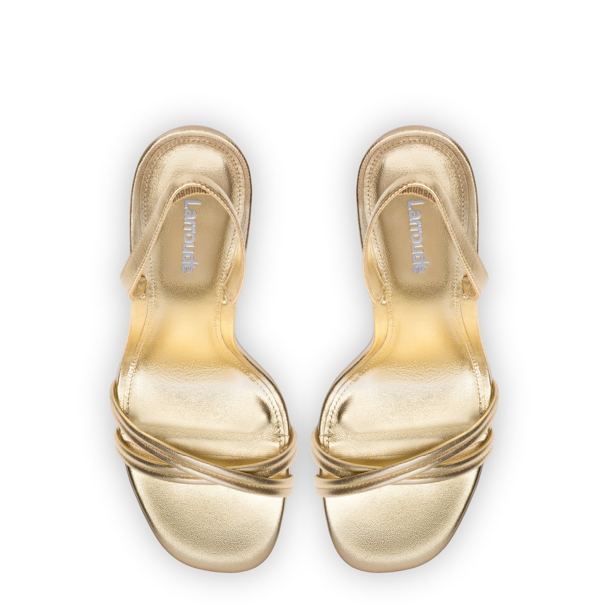 Larroude Annie Sandal In Gold Metallic Leather