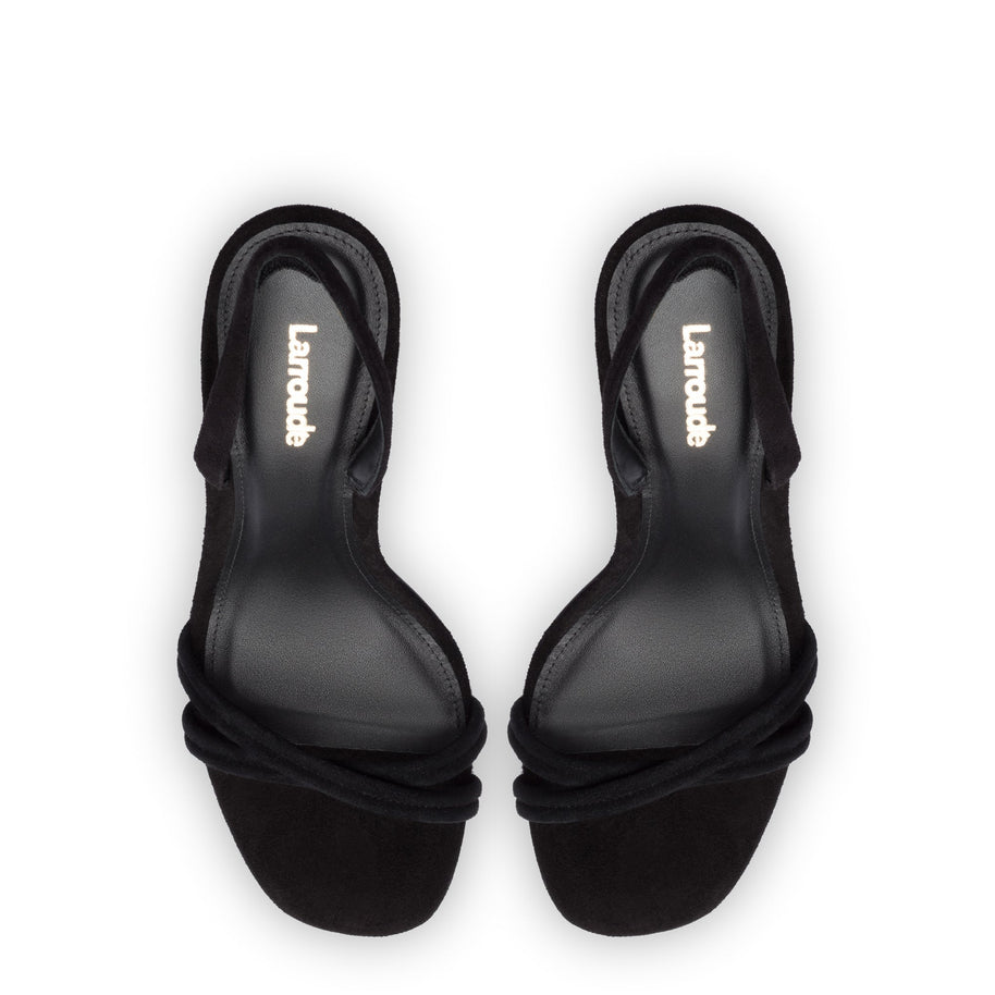 Larroude Annie Sandal In Black Suede