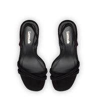 Larroude Annie Sandal In Black Suede