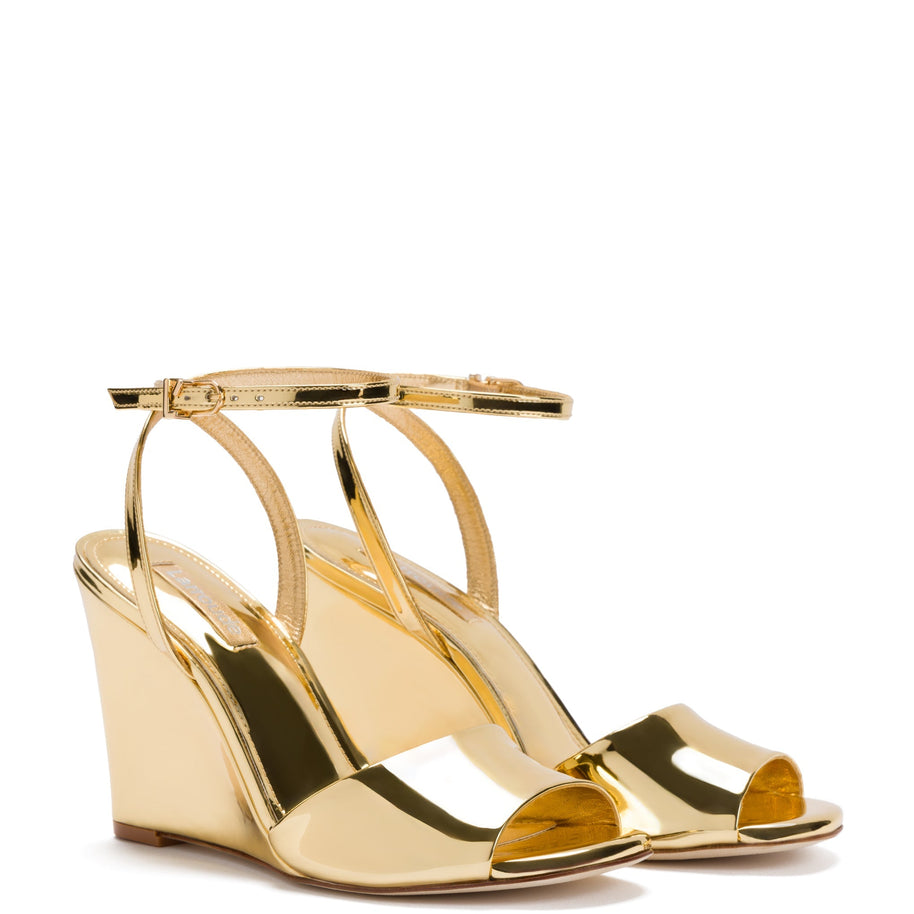 Larroude Yves Wedge In Gold Specchio