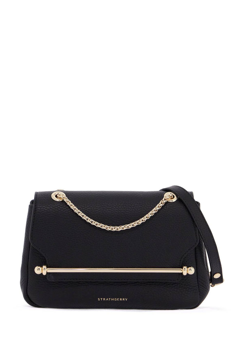 Strathberry East/West Black Calfskin Mini Shoulder Bag