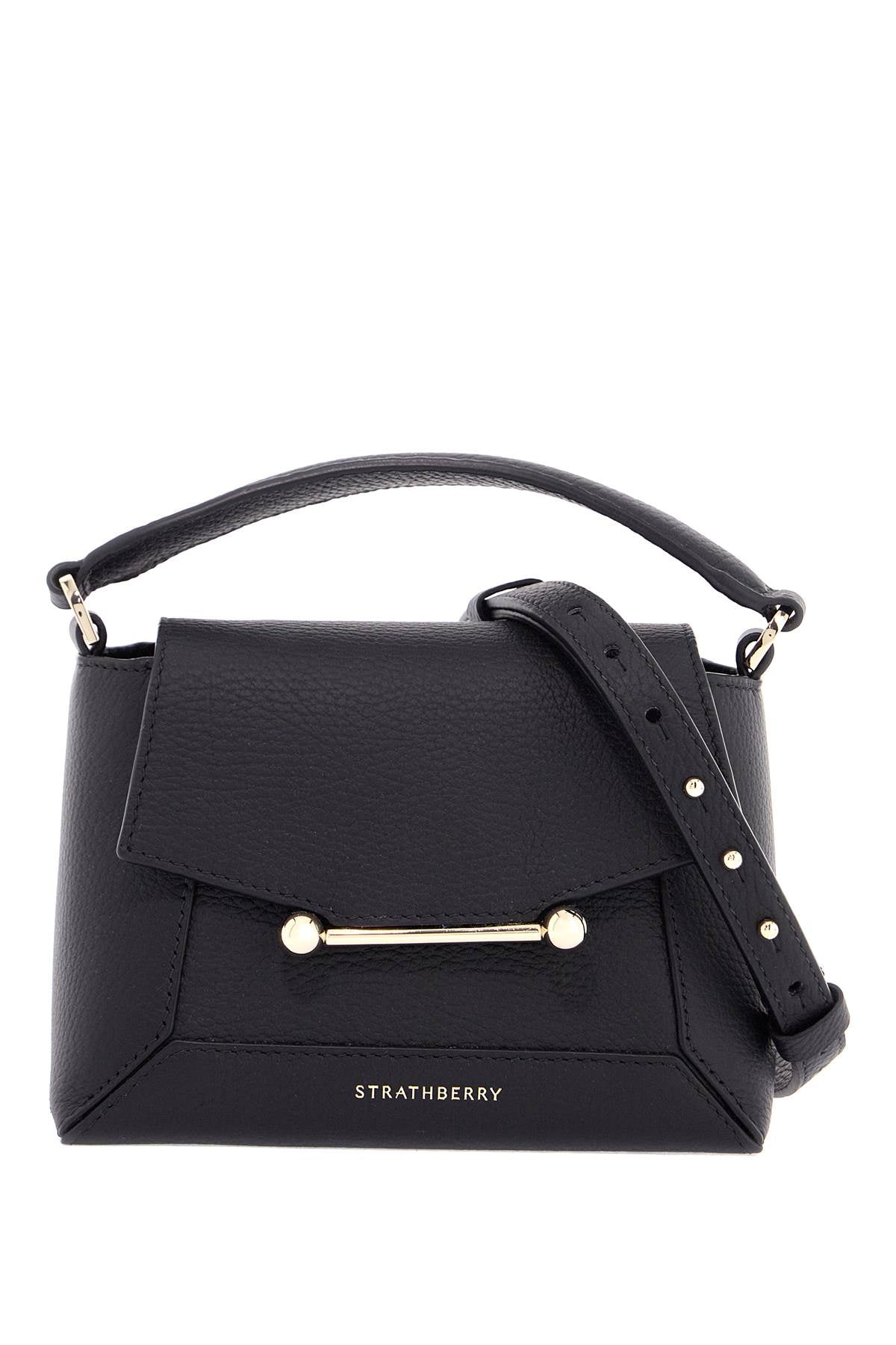 Strathberry Black Calfskin Mosaic Nano Crossbody Bag