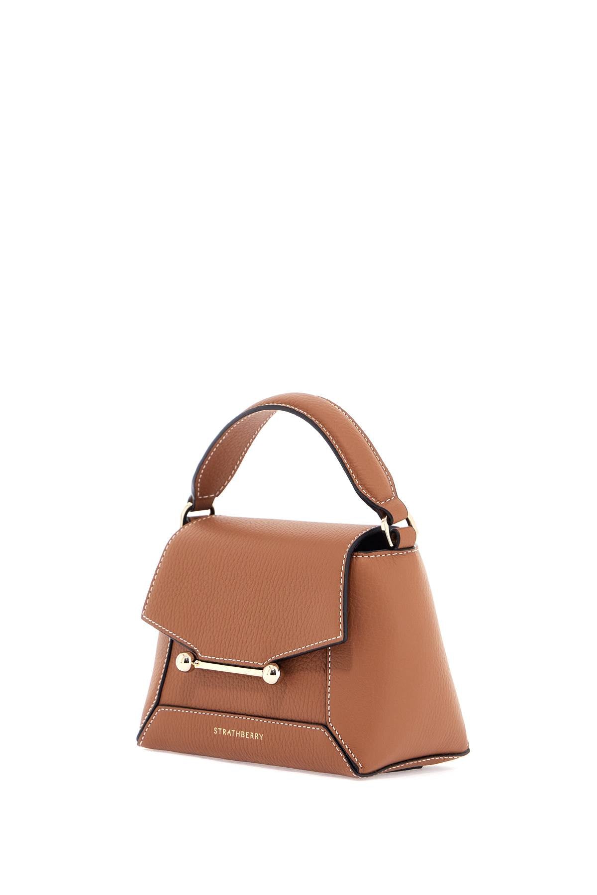 Strathberry Brown Leather Mosaic Nano Crossbody Bag