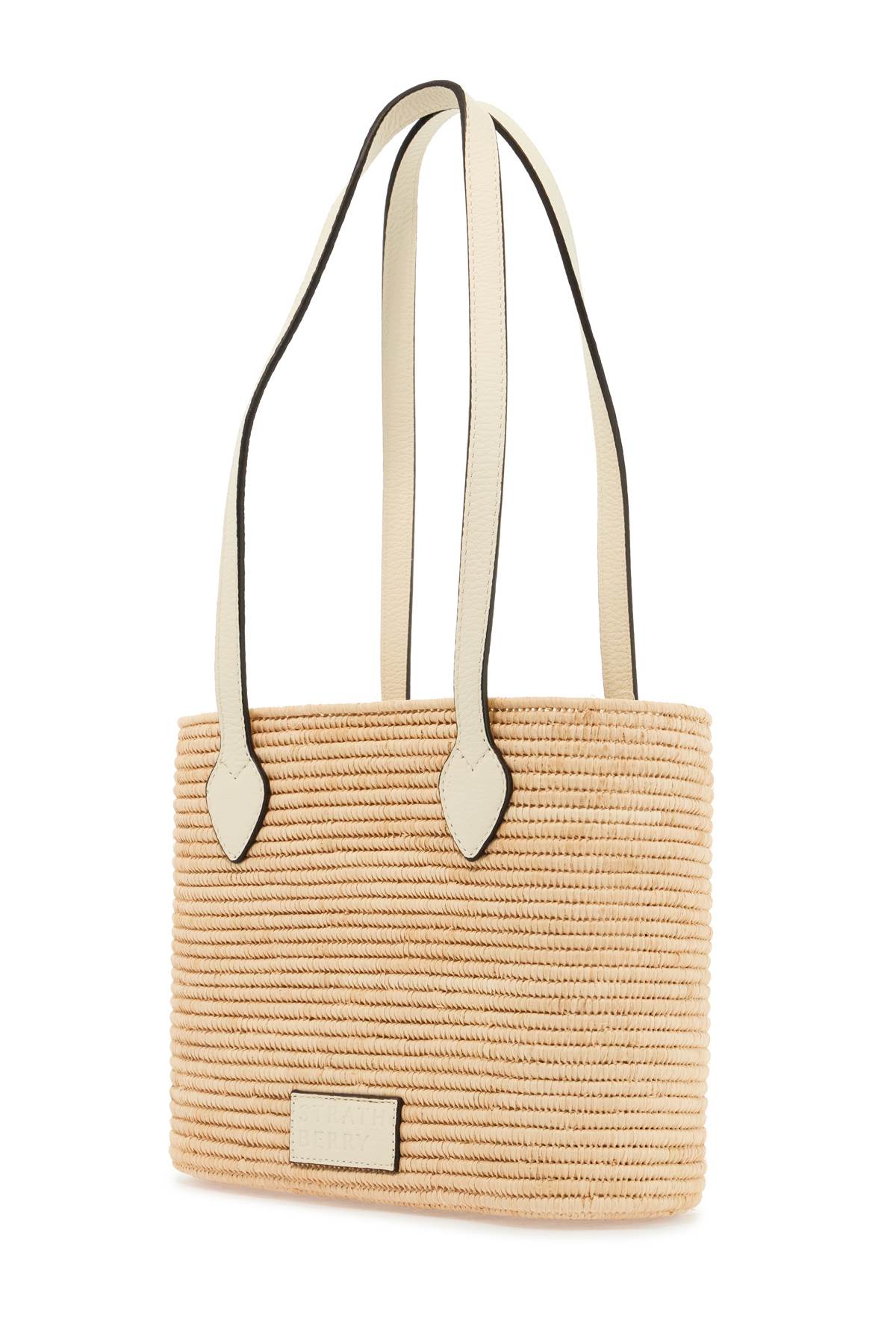 Strathberry Large Vanilla Raffia Basket Bag With Leather Trim