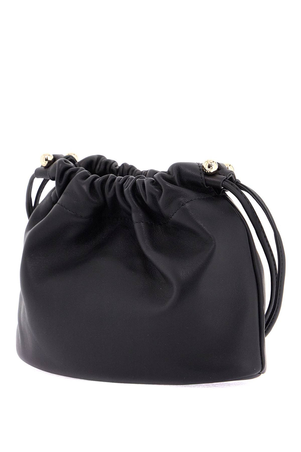 Strathberry Charlotte Black Lambskin Drawstring Bucket Bag