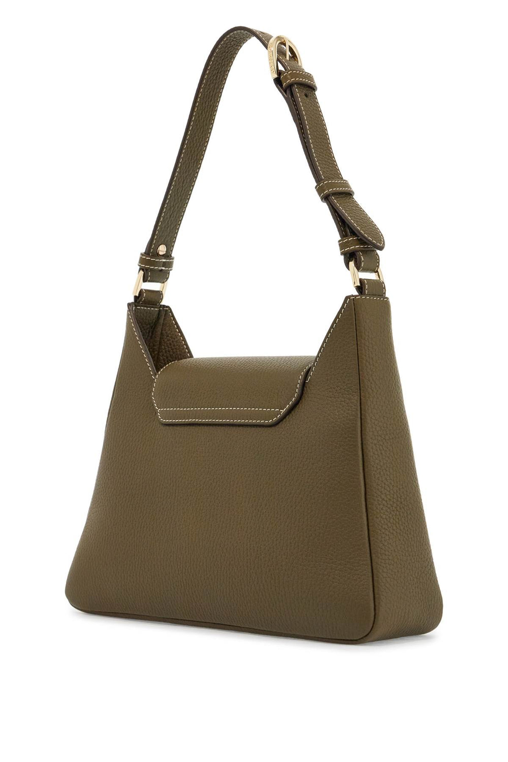 Strathberry Multrees Khaki Leather Hobo Bag With Adjustable Strap