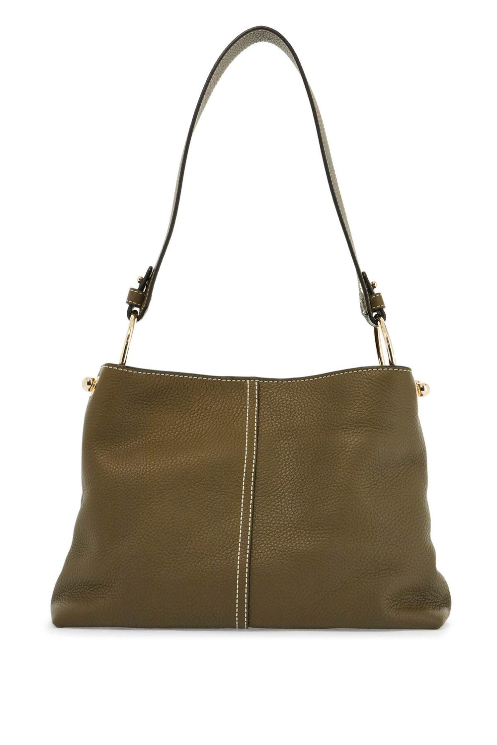 Strathberry Lana Khaki Leather Hobo Bag With Adjustable Strap