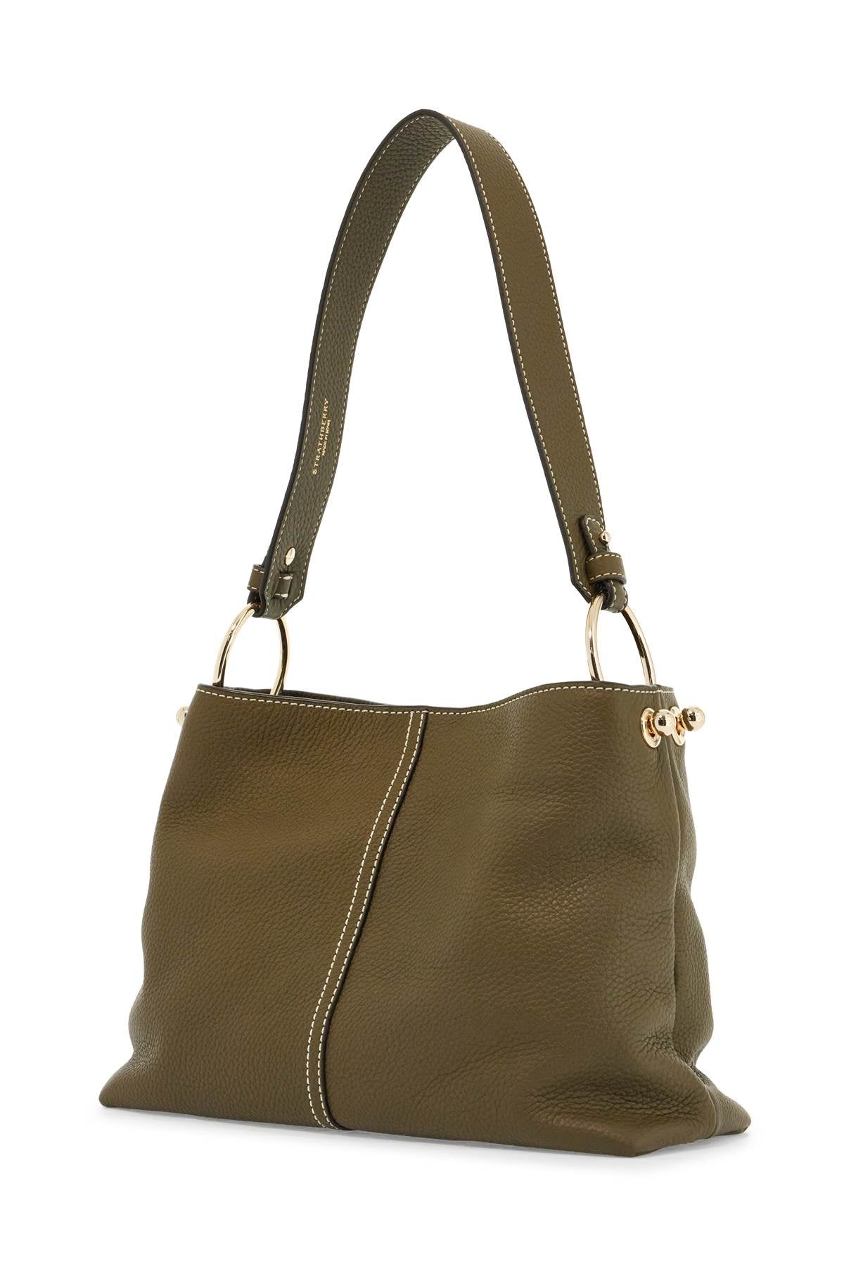 Strathberry Lana Khaki Leather Hobo Bag With Adjustable Strap