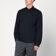 Dries Van Noten Navy Blue Cotton And Wool Shirt