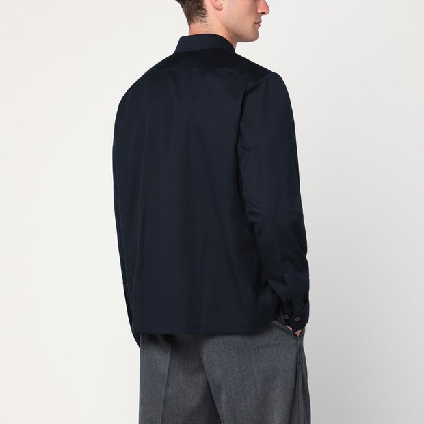 Dries Van Noten Navy Blue Cotton And Wool Shirt