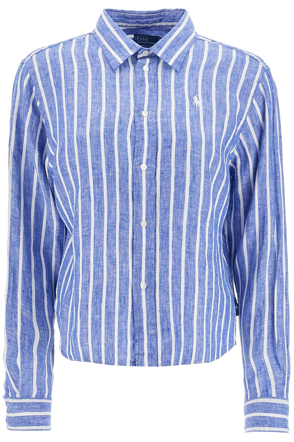 Polo Ralph Lauren Regular-Fit Long-Sleeved Linen Shirt With Blue And White Stripes