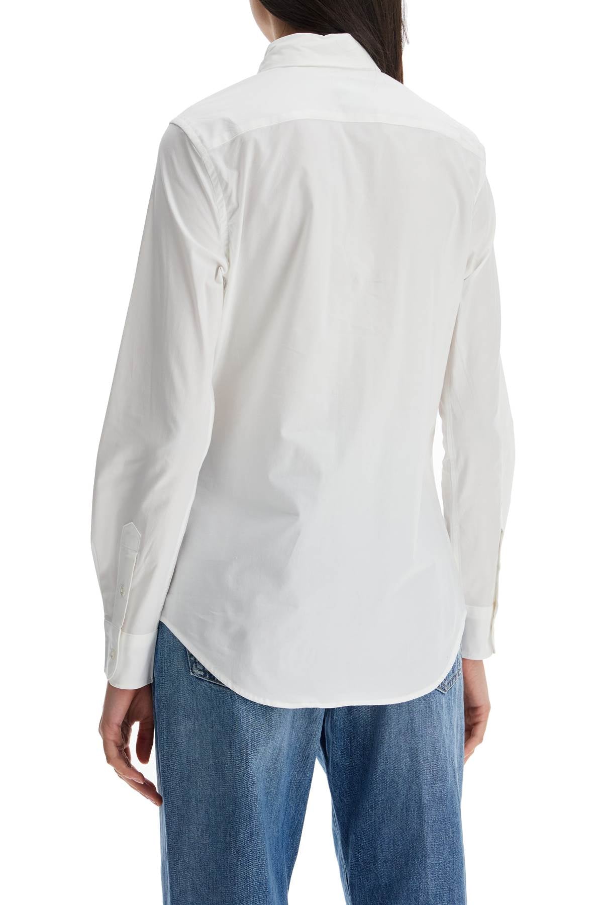 Polo Ralph Lauren White Slim Fit Cotton Shirt For Women With Long Sleeves