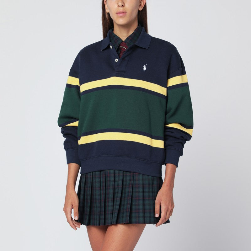 Polo Ralph Lauren Long-sleeved Polo In Blue/yellow/green Stripes