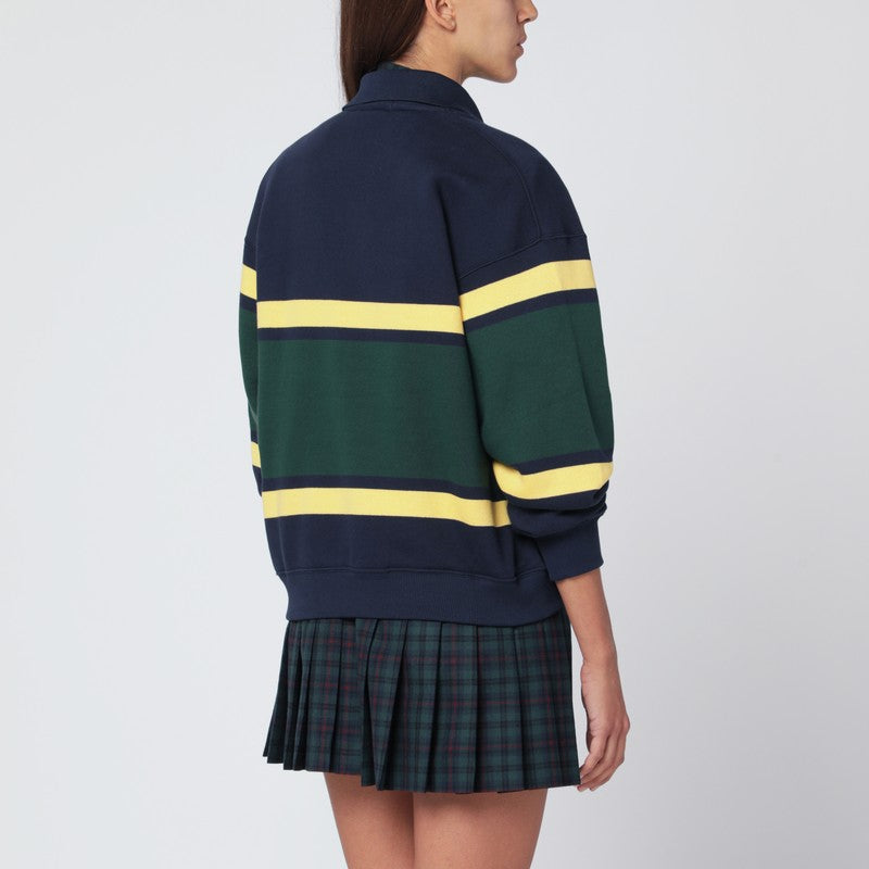 Polo Ralph Lauren Long-sleeved Polo In Blue/yellow/green Stripes