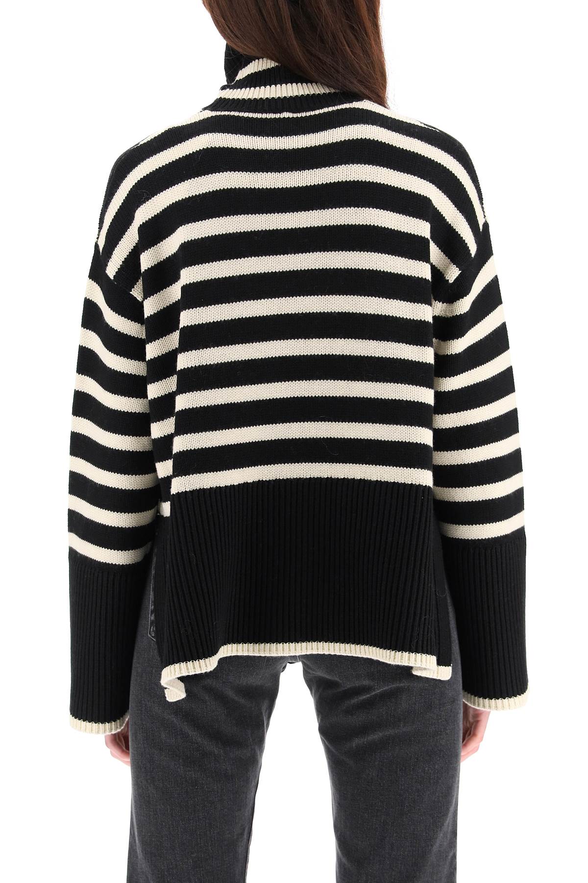 Toteme Striped Wool Cotton Turtleneck Sweater