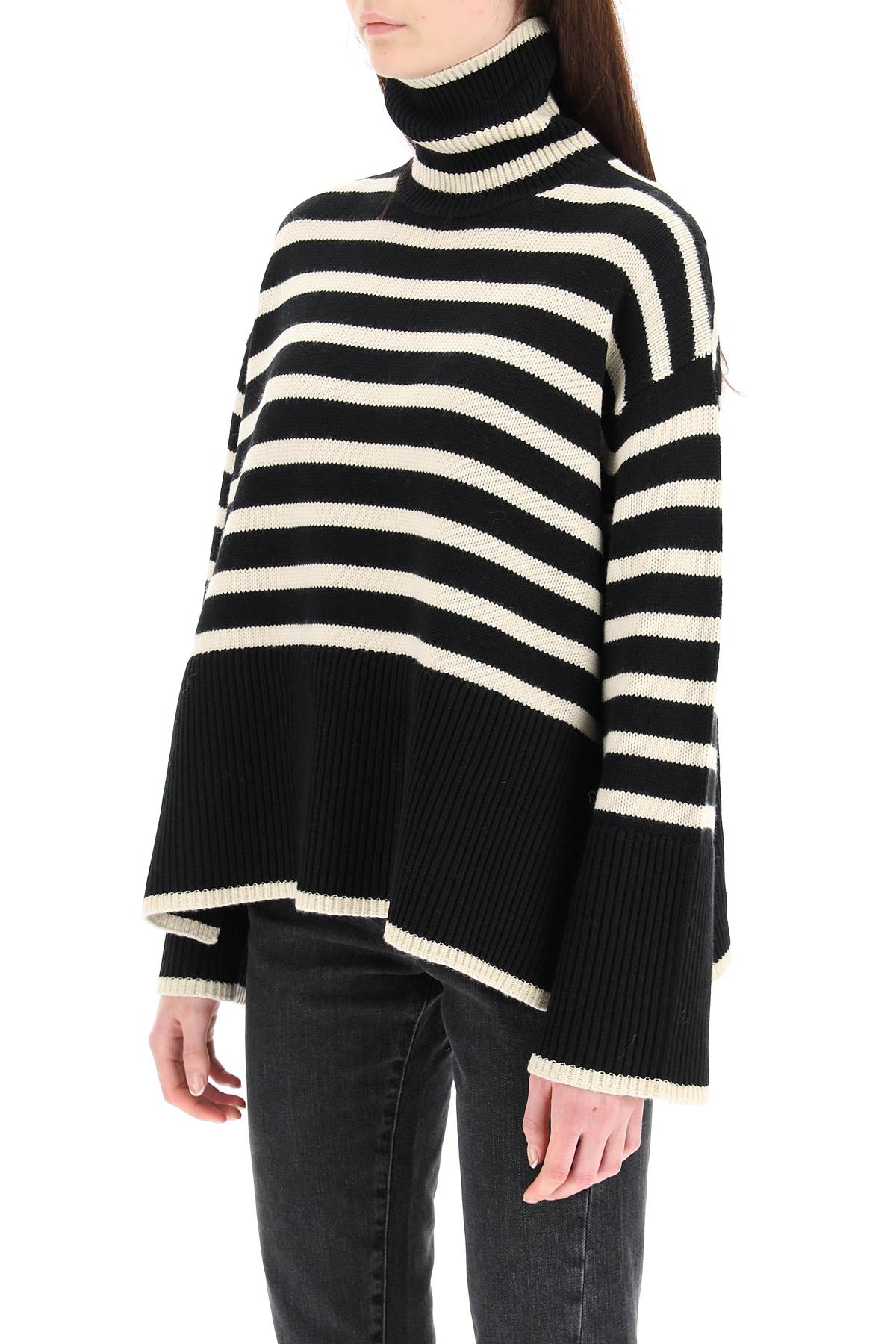 Toteme Striped Wool Cotton Turtleneck Sweater