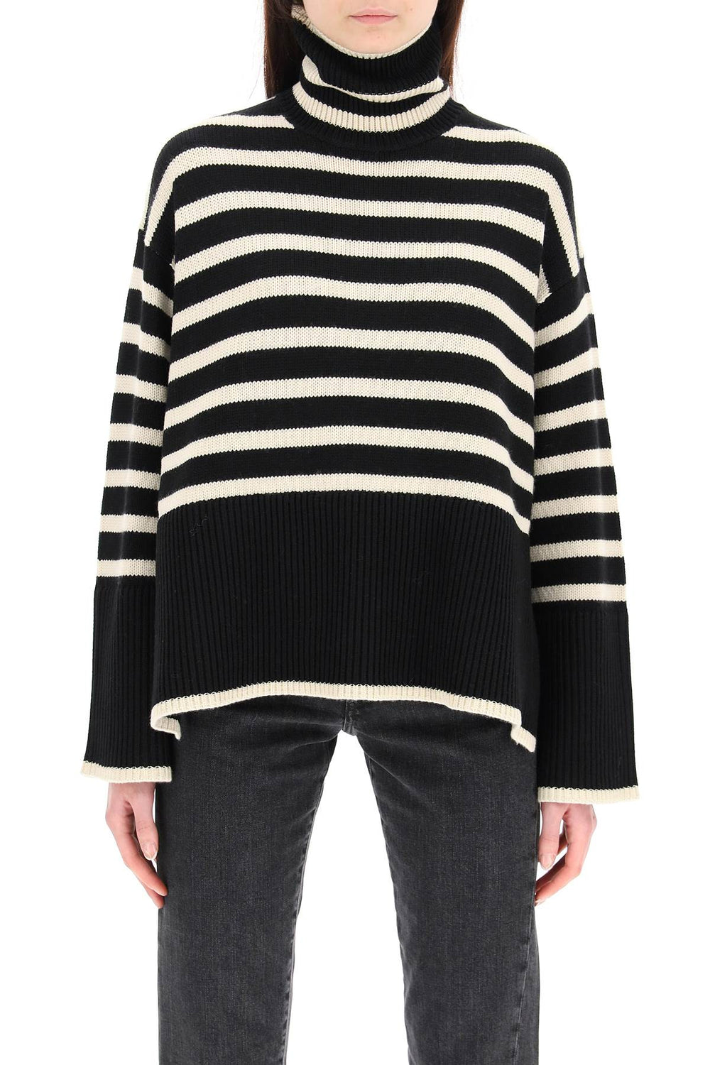 Toteme Striped Wool Cotton Turtleneck