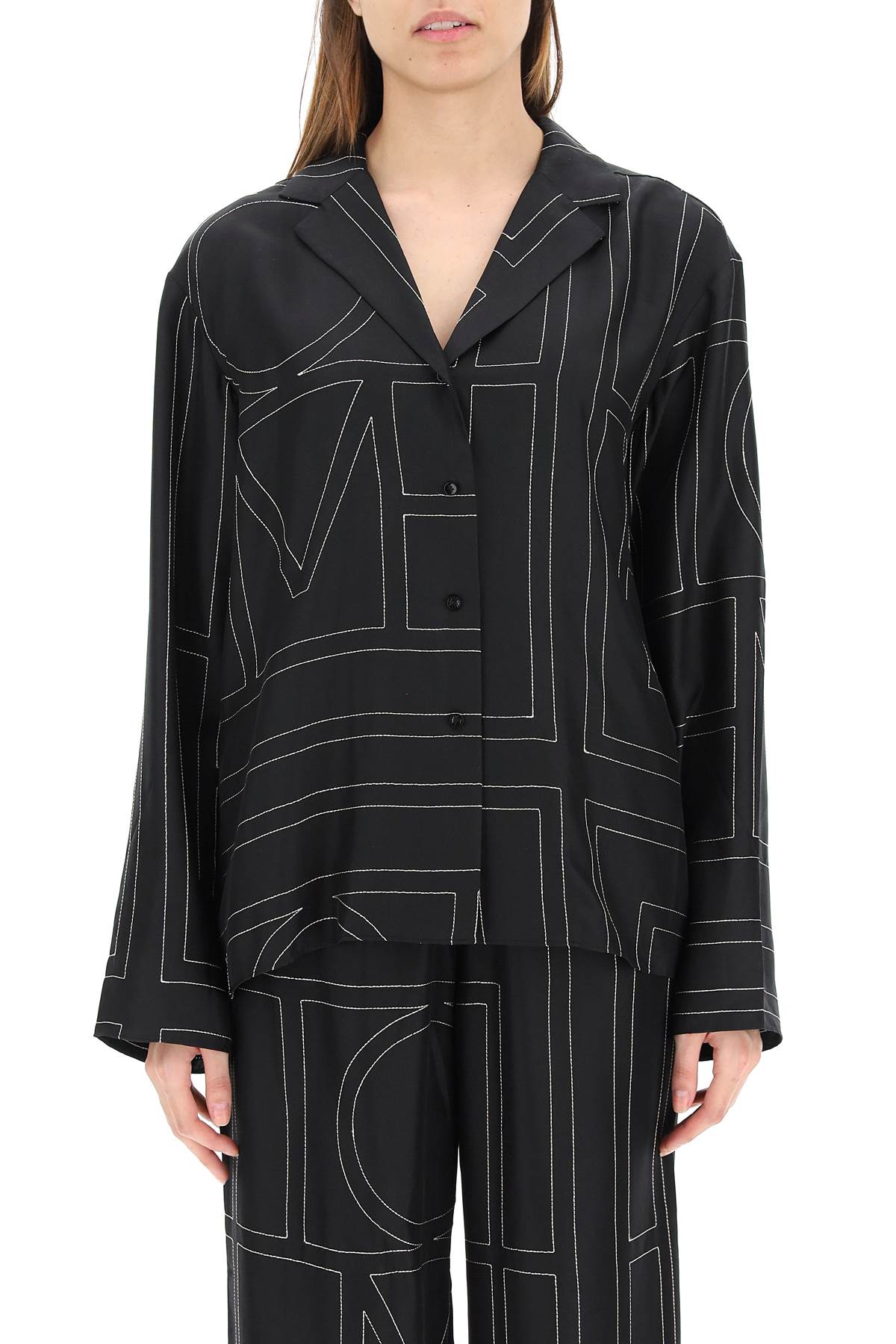 Toteme Monogram Silk Pajama Top