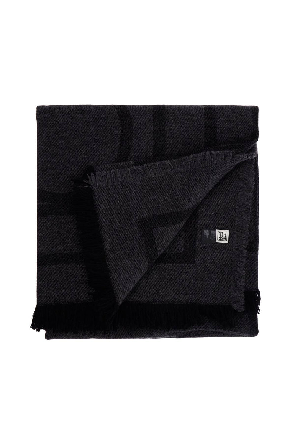 Toteme Dark Grey Wool And Cashmere Monogram Scarf