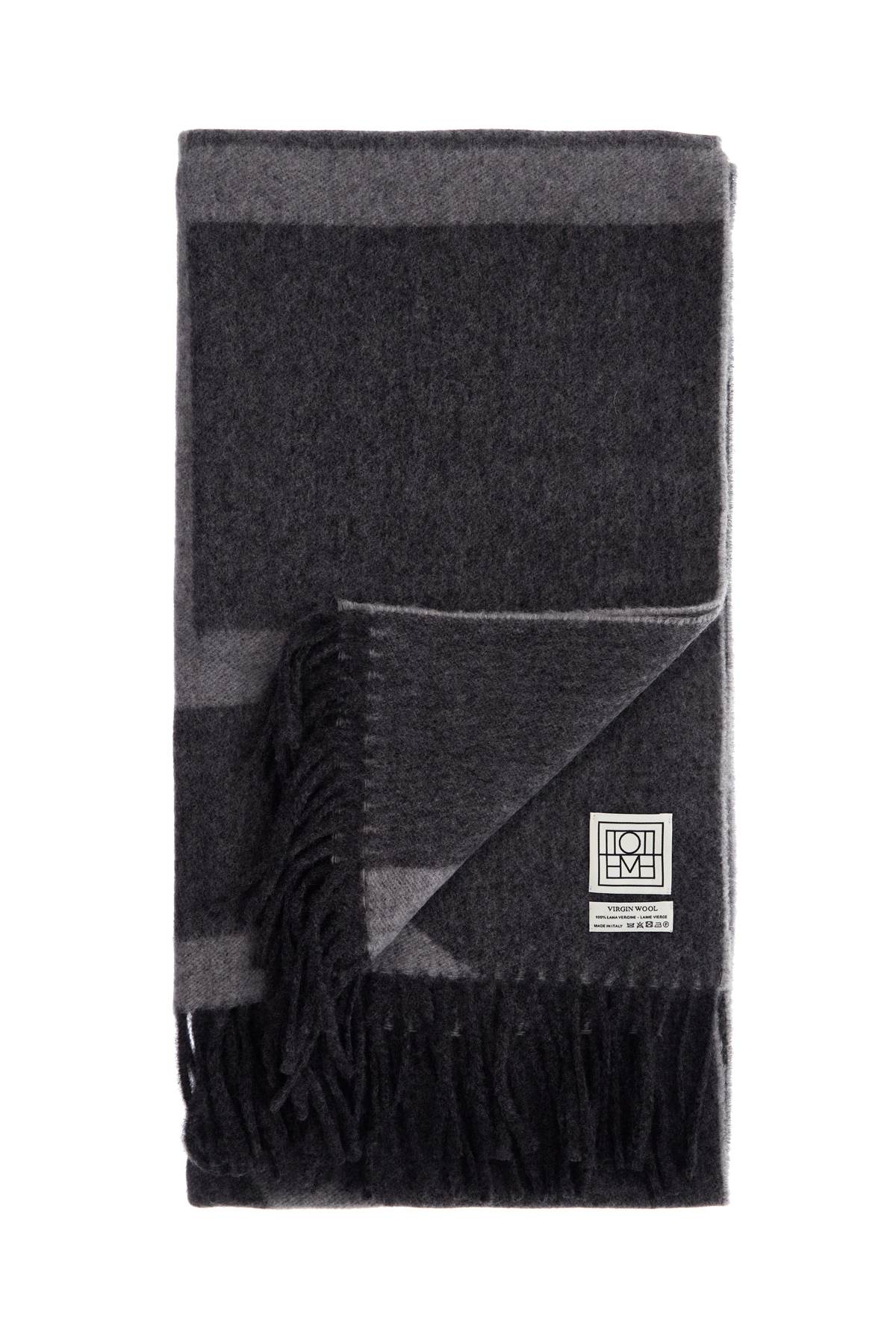 Toteme Gray Monogram Jacquard Scarf In Rws Virgin Wool