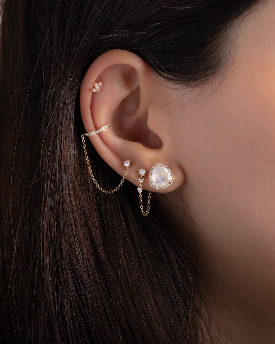 Zoe Lev Diamond Lotus Stud Earrings