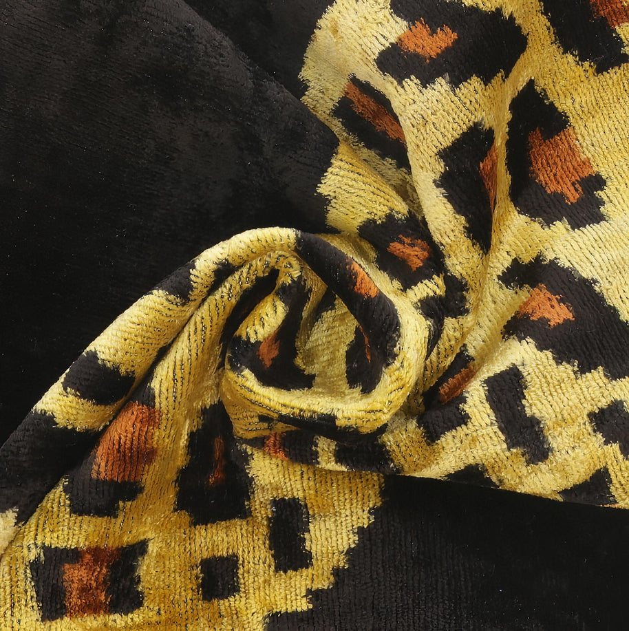 Handmade Silk Velvet Leopard Print Throw Pillow - 16x24, Bold Exotic Design With Down Feather Insert