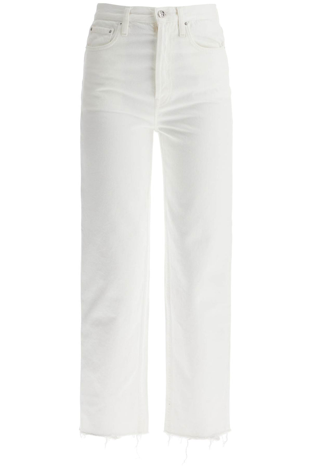 Toteme Off-white Organic Cotton Jeans With Frayed Hem