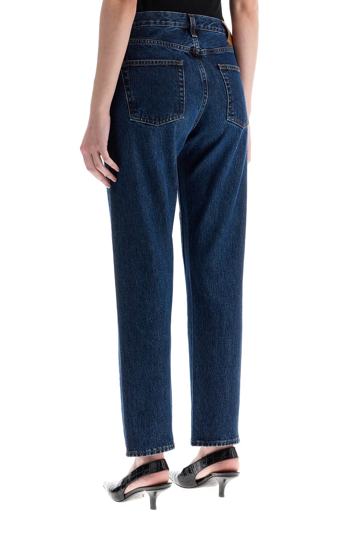 Toteme Dark Blue Organic Cotton Wide Leg Jeans With Twisted Seams