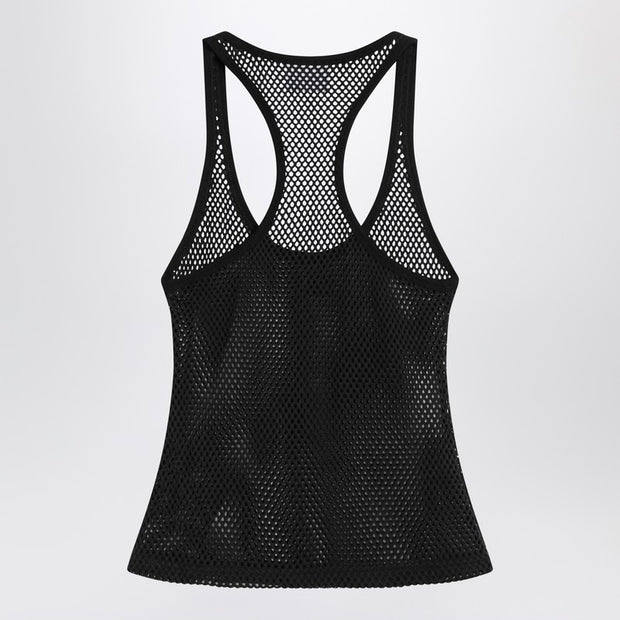 Courreges Courrèges Black Mesh Tank Top In Cotton