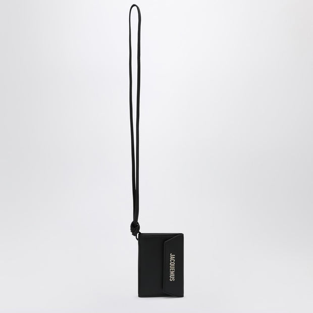 JACQUEMUS Black Leather Credit Card Holder Le Porte