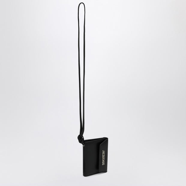 JACQUEMUS Black Leather Credit Card Holder Le Porte