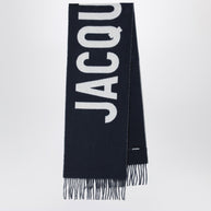 JACQUEMUS Navy Blue Wool Scarf With Logo