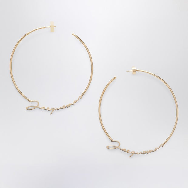 JACQUEMUS Gold Hoop Earrings With Logo