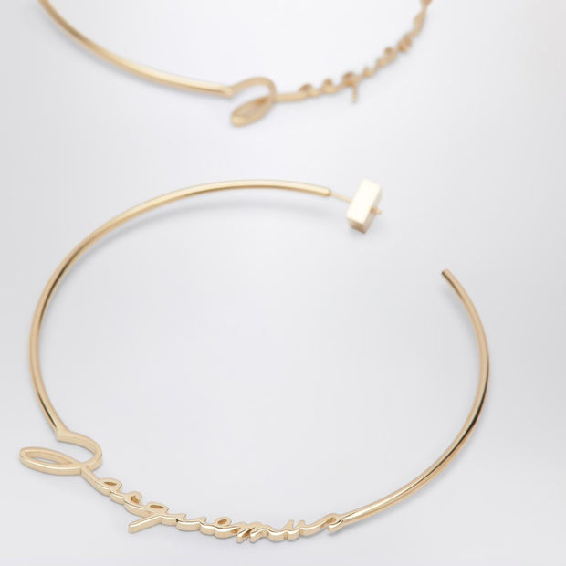 JACQUEMUS Gold Hoop Earrings With Logo