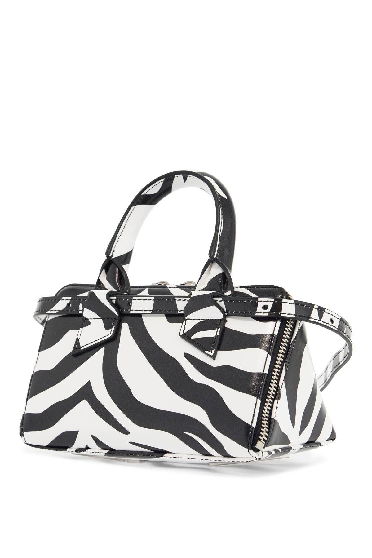 The Attico Mini Bag Friday Black And White Animal Print In Calfskin