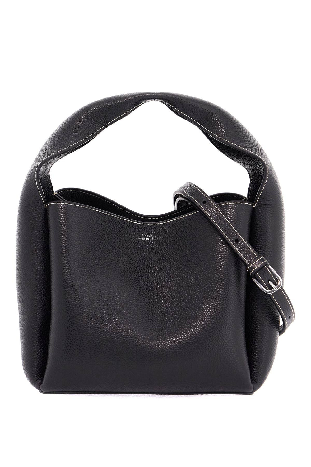 Toteme Black Calfskin Bucket Bag With Adjustable Shoulder Strap