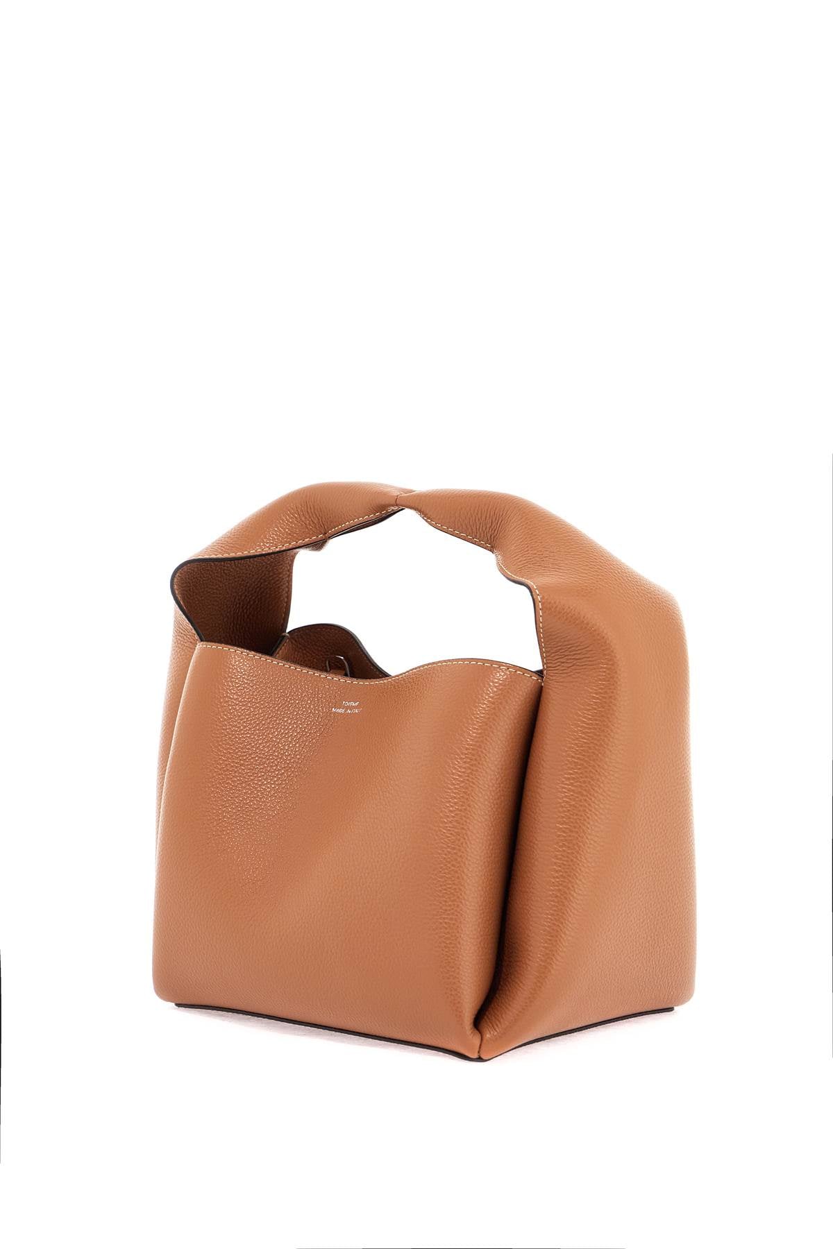 Toteme Bucket Bag In Tan Calfskin Leather with Adjustable Strap