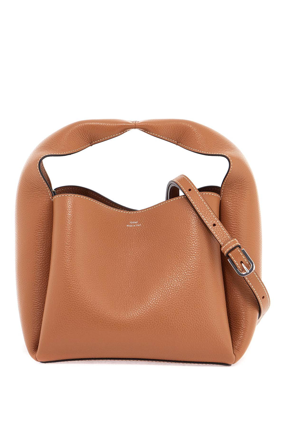 Toteme Bucket Bag In Tan Calfskin Leather with Adjustable Strap