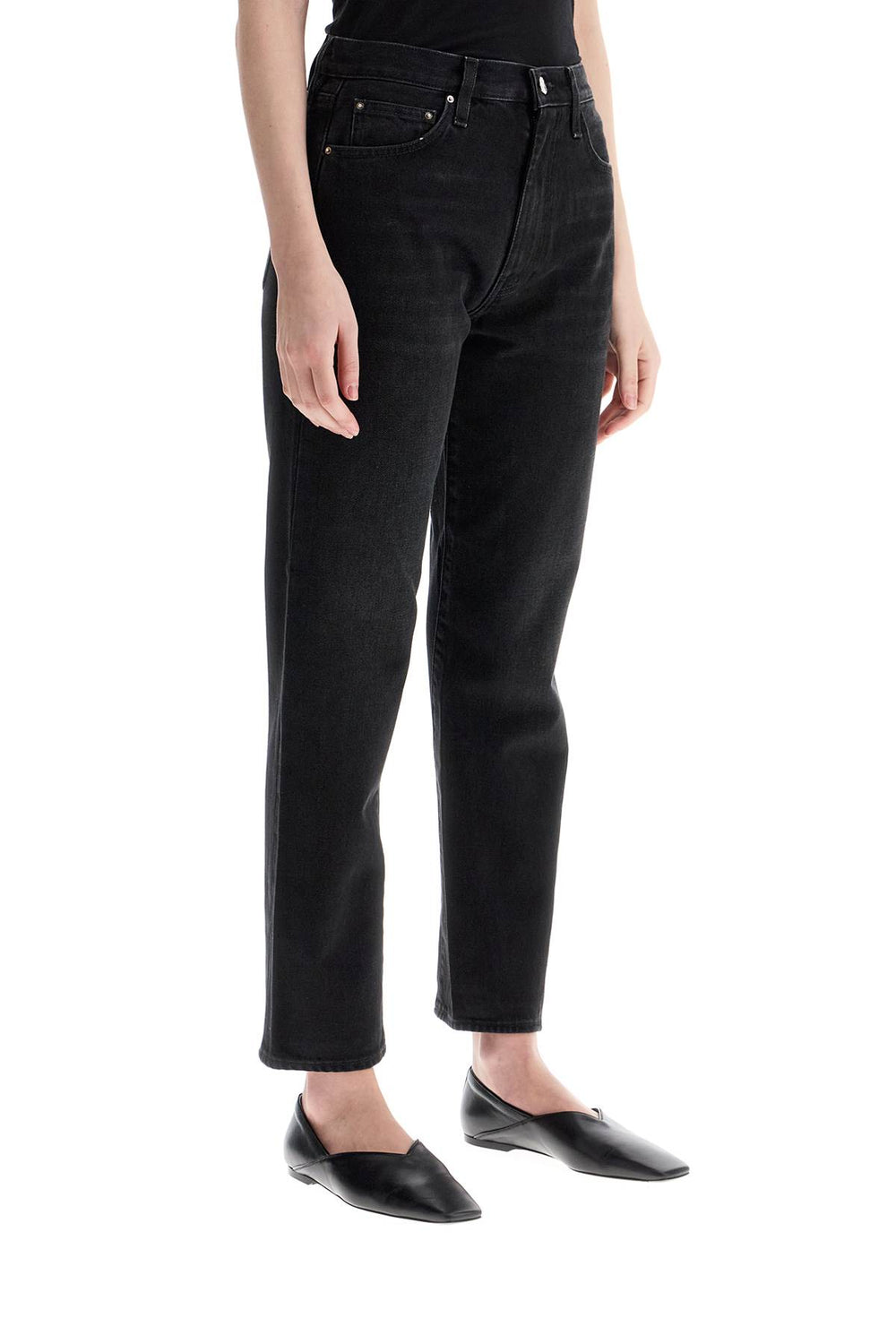 Toteme Faded Black Organic Cotton Jeans With Twisted Seams