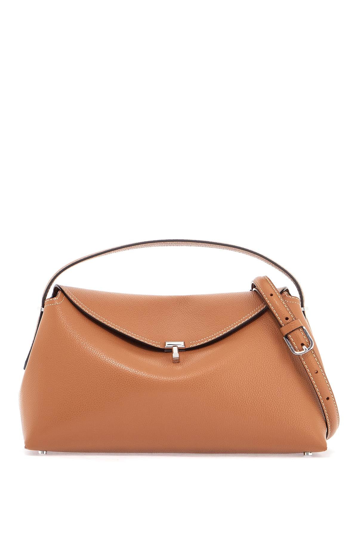 Toteme Tan Leather Bag With Top Handle And Shoulder Strap