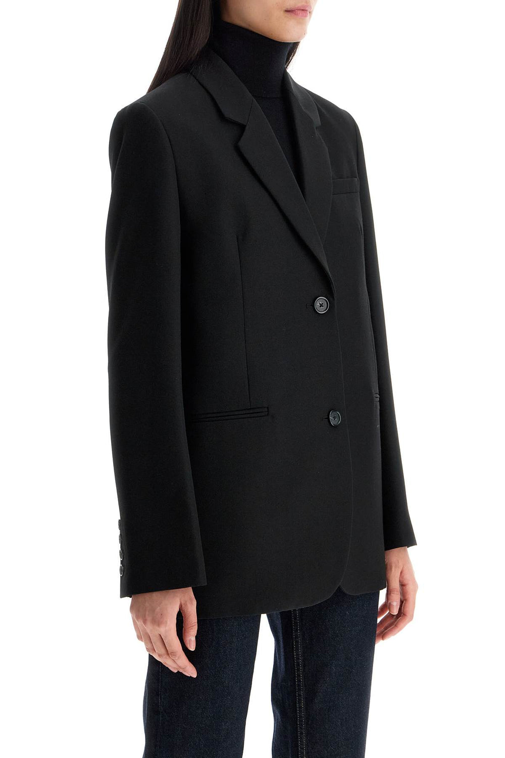 Toteme Sustainable Black Oversized Single-breasted Jacket