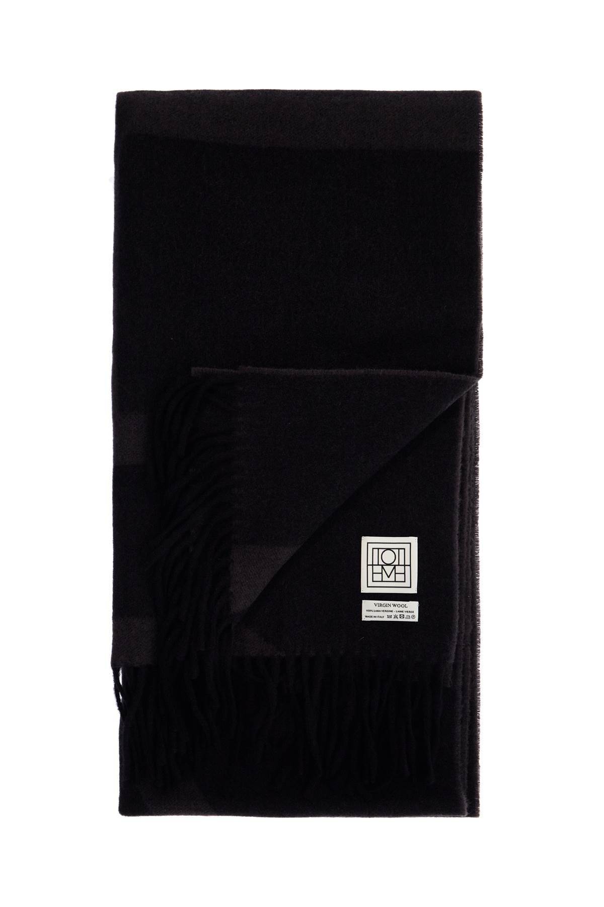 Toteme Charcoal Grey Monogram Jacquard Wool Scarf