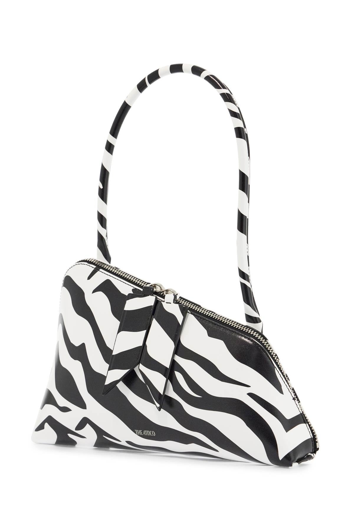 The Attico Borsa White And Black Triangular Animal Print Shoulder Bag