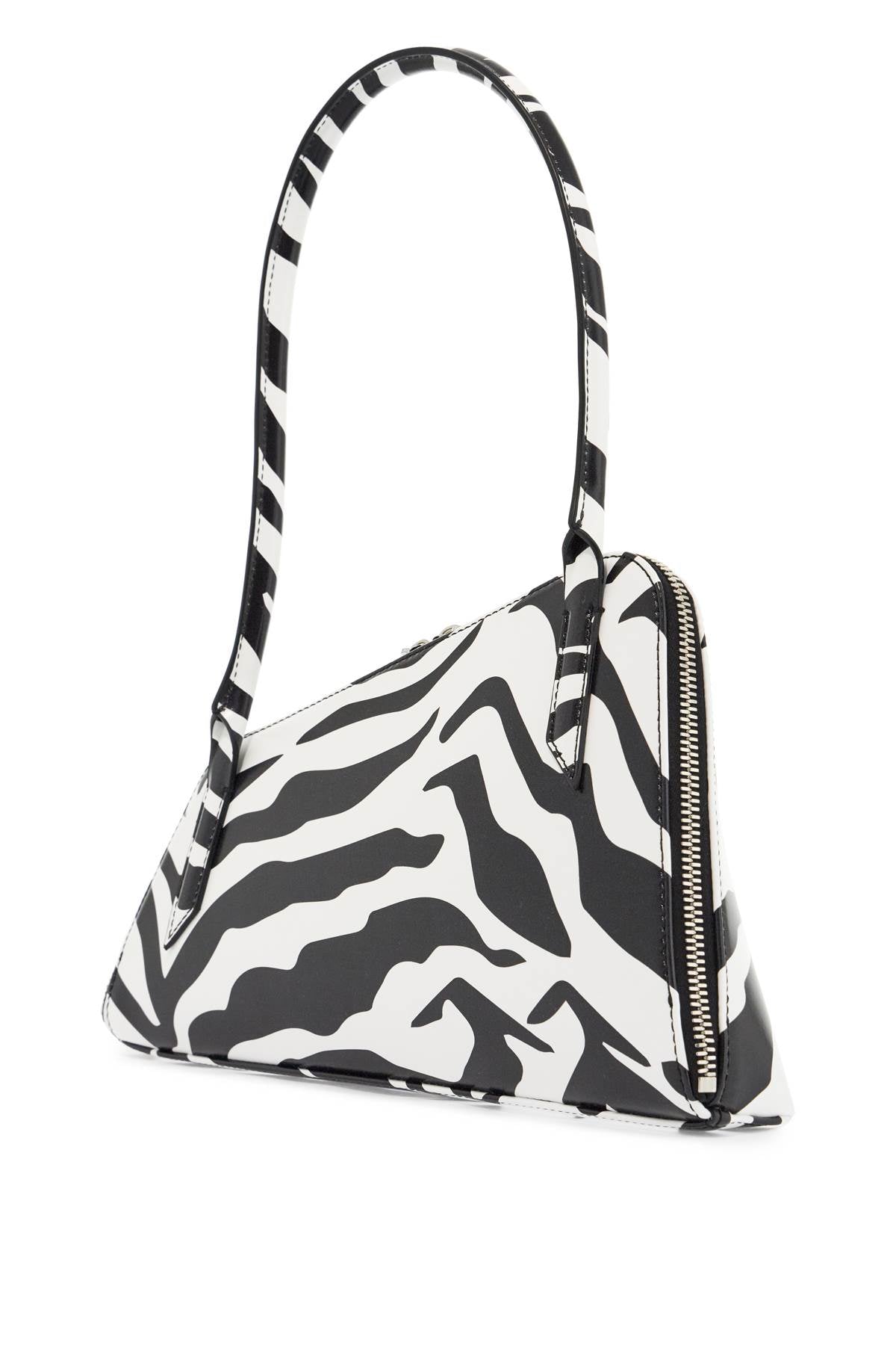 The Attico Borsa White And Black Triangular Animal Print Shoulder Bag